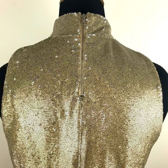 Forever 21 Gold All Over Sequin Halter Cut Fully Lined Holiday Top NEW - Picture 3 of 10